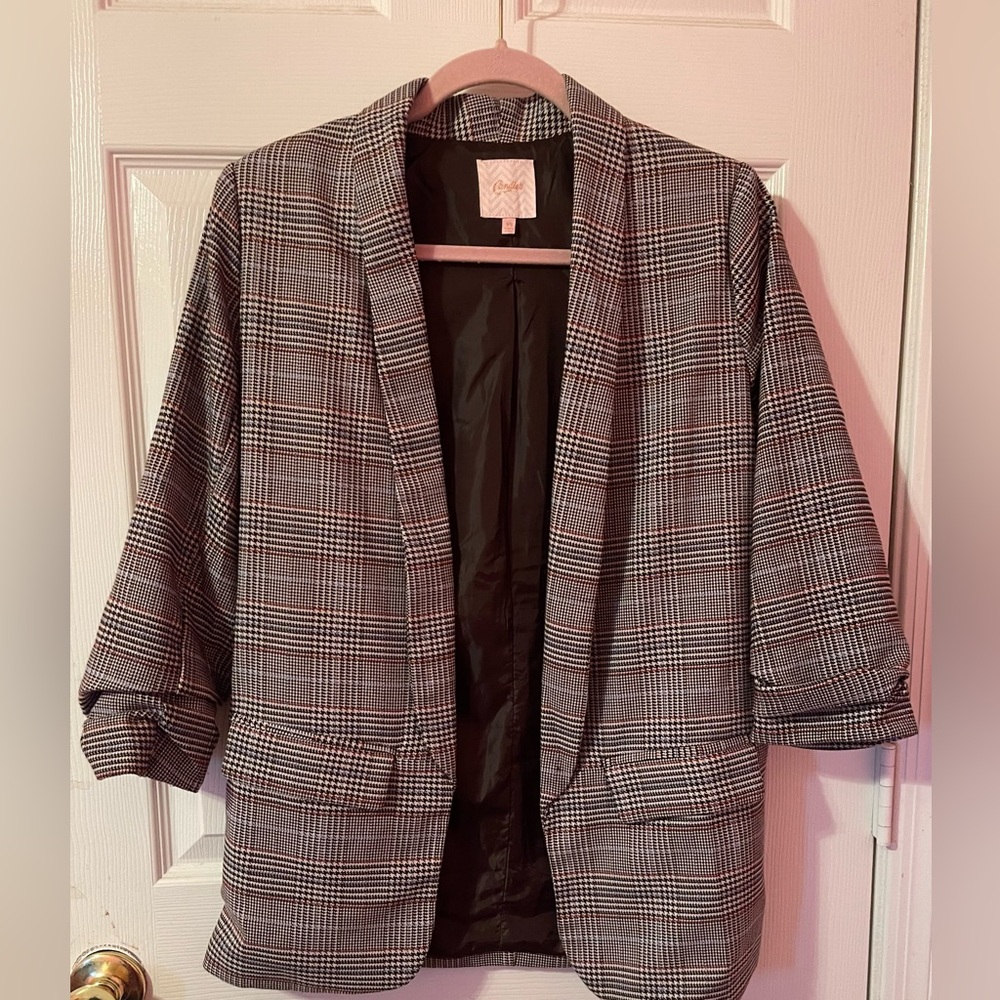 Candies Black White Red Green  Plaid Jacket Coat Suit Separate Size XS